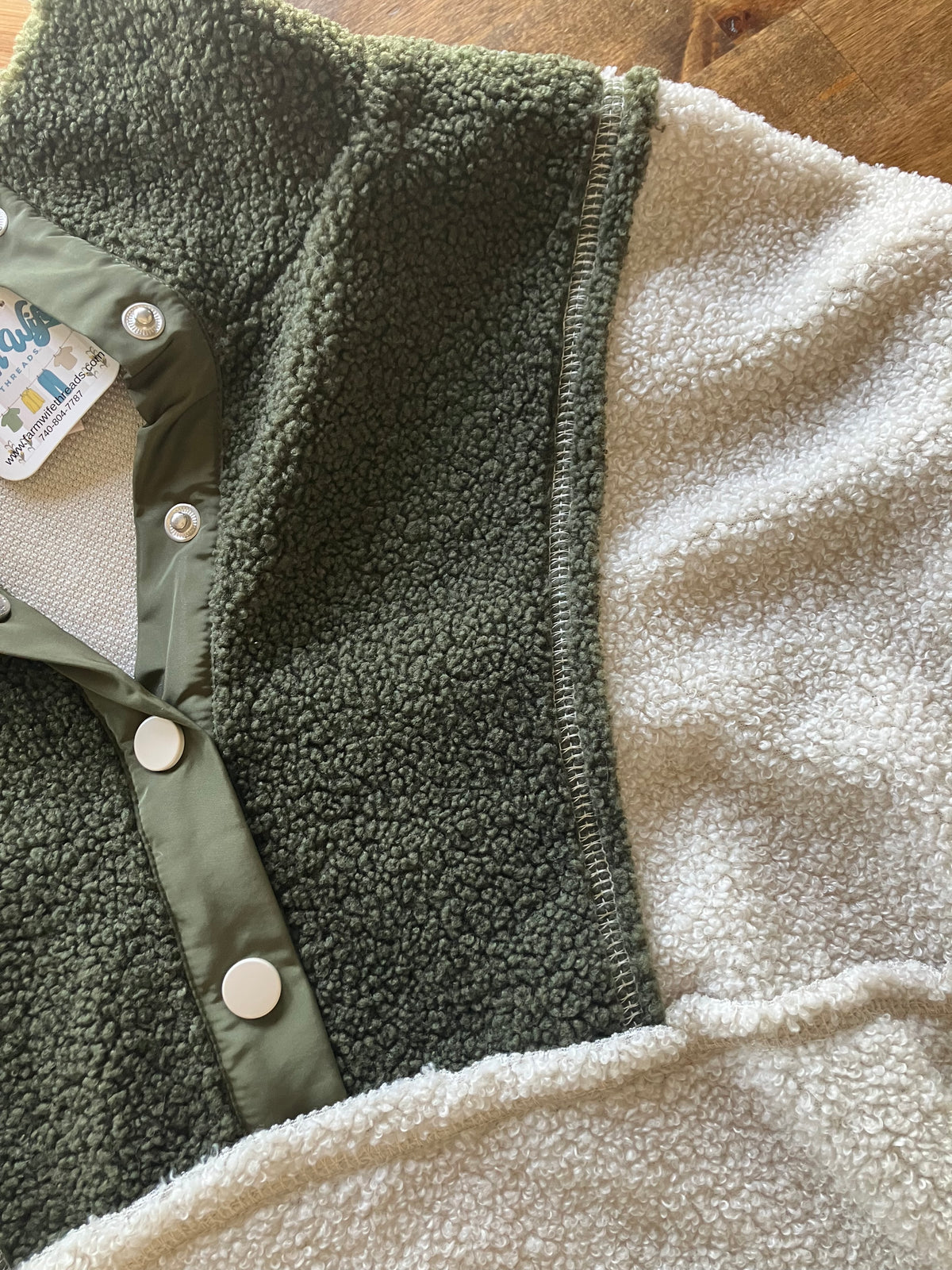 Brushcreek Oatmeal & Olive Color-Block Sherpa Pullover