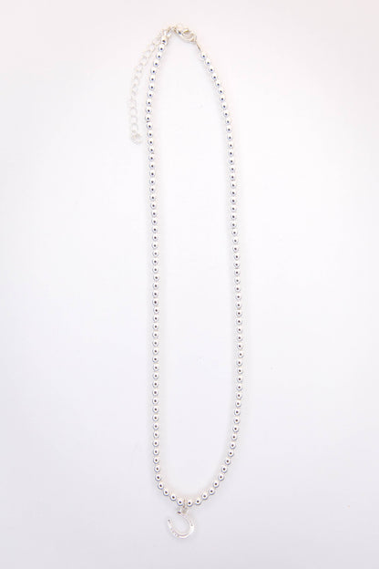 18K Gold Plated beaded necklace with Horseshoe Charm