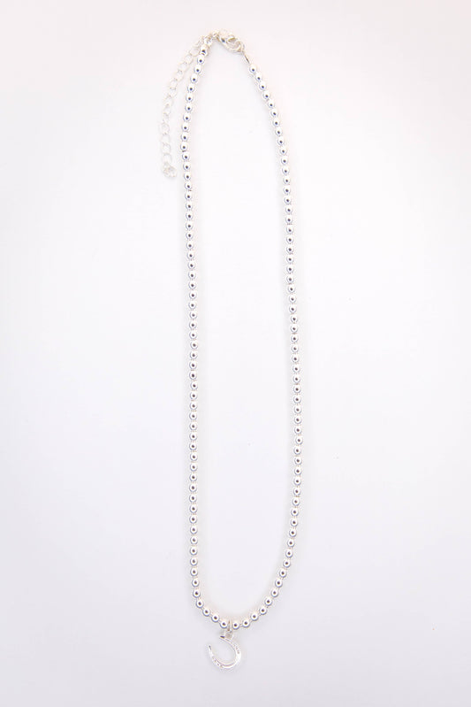 18K Gold Plated beaded necklace with Horseshoe Charm