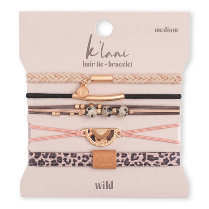 "Wild" Animal Print with Pink Accent Hair Tie Bracelets