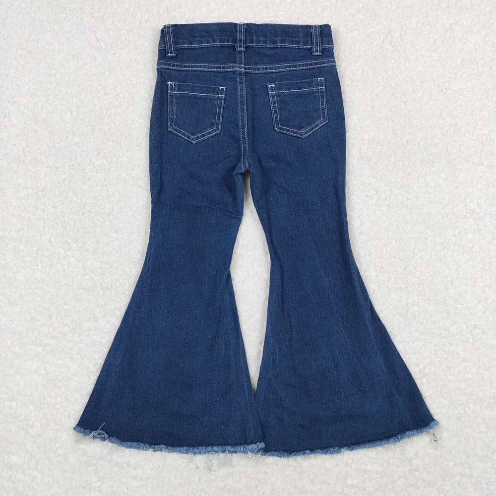 Little Girls Western Navy Bell Flare Denim