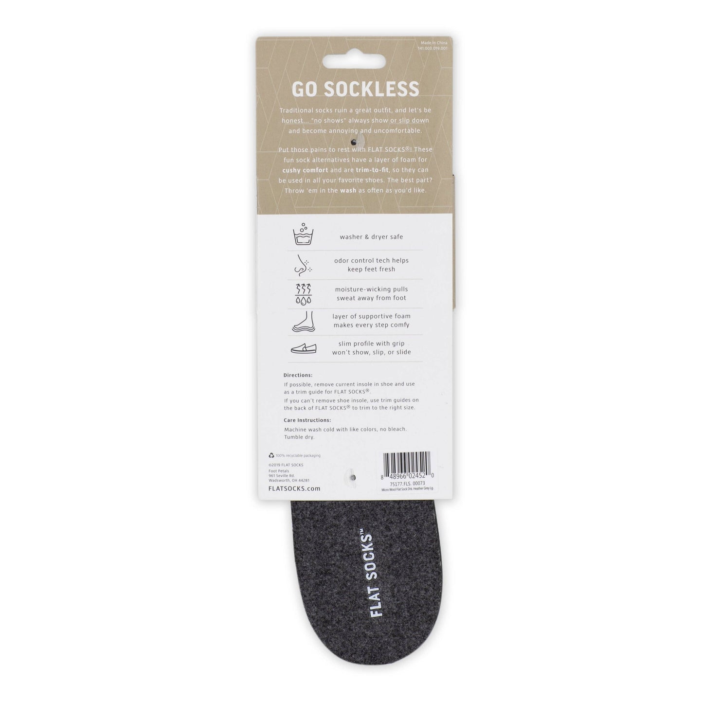 Dark Heather Grey FLAT SOCKS