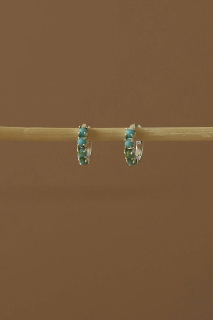 MINI SILVER TURQUOISE HOOPS