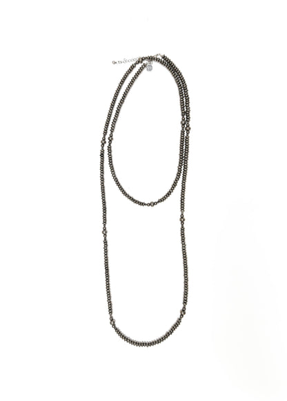 Metallic Silver Disc Beaded Necklace