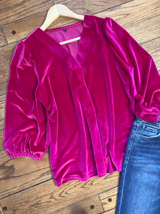 Hot Pink Velvet Tops