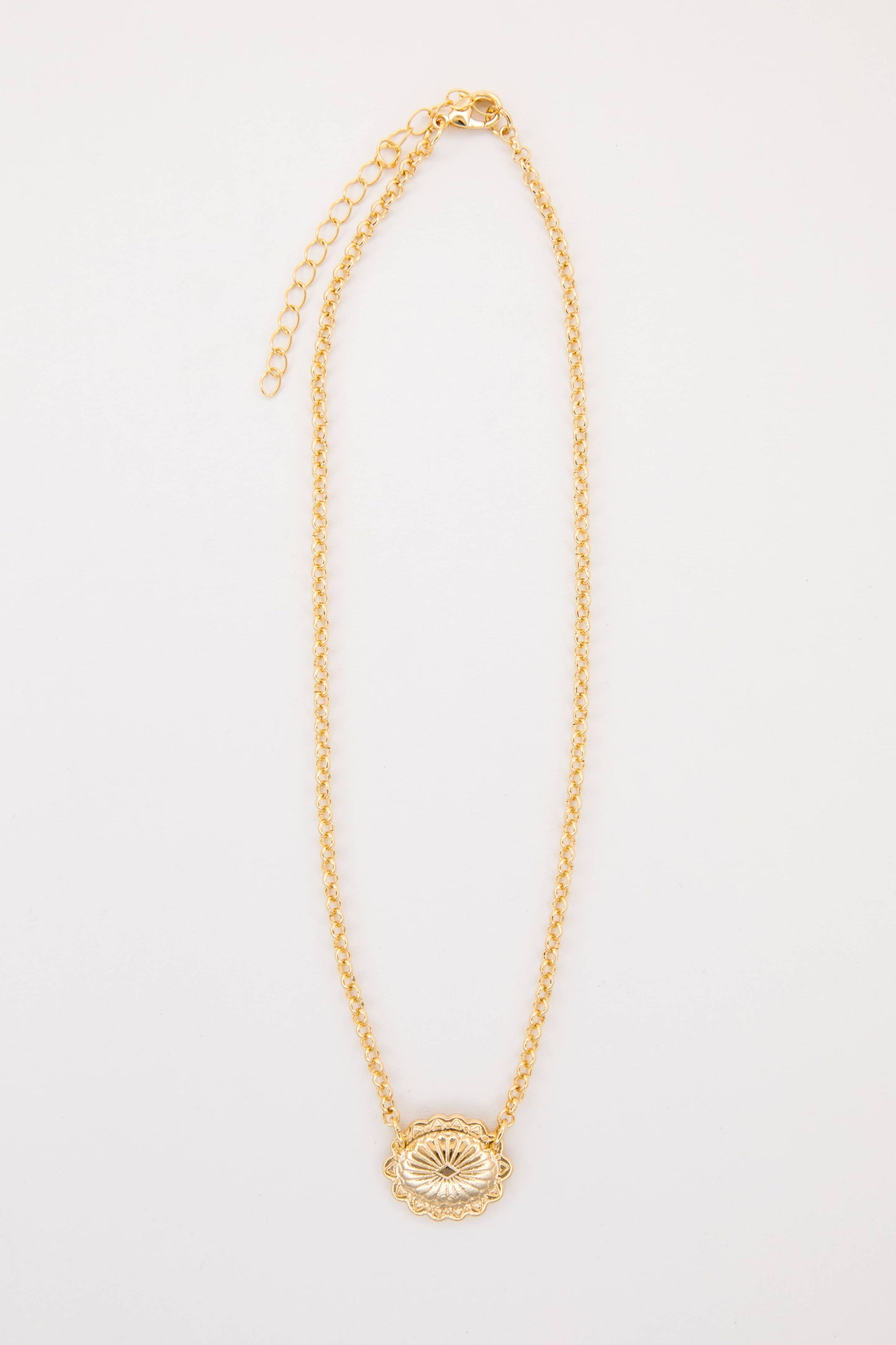 Gold Plated Dainty Concho Necklace
