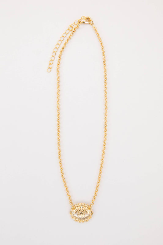 Gold Plated Dainty Concho Necklace