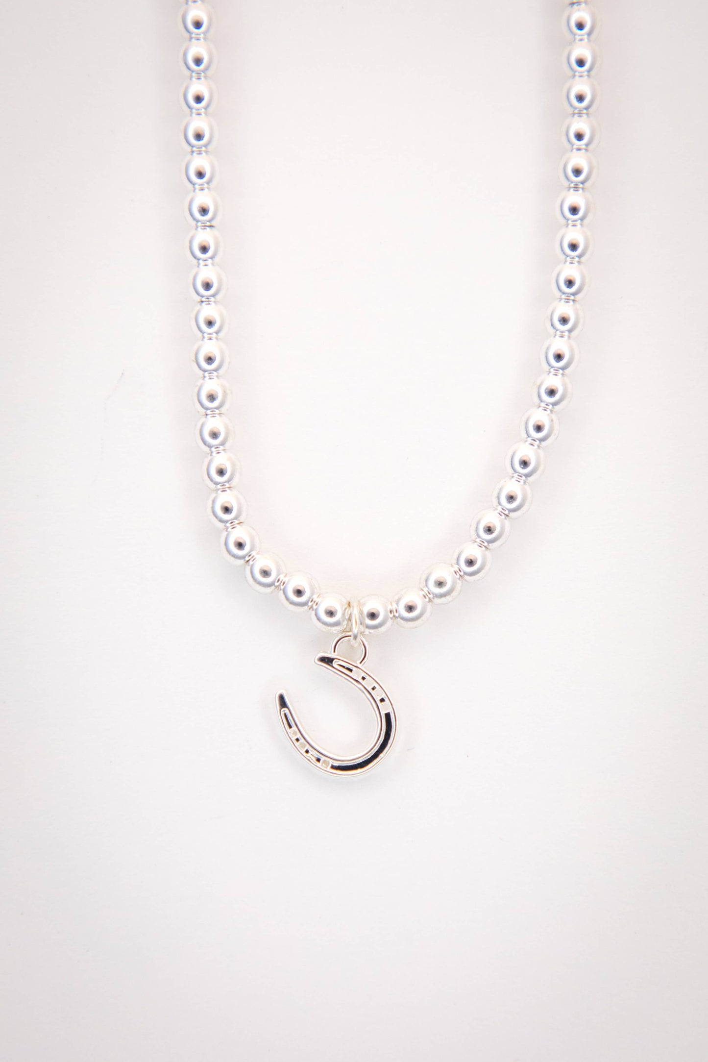 18K Gold Plated beaded necklace with Horseshoe Charm