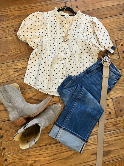 Polka Dot Pintuck Blouse