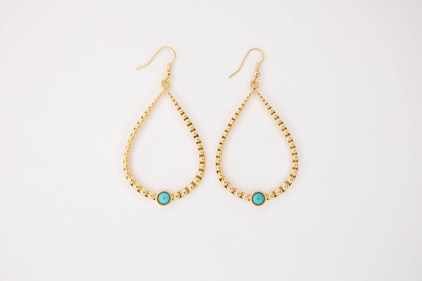 Gold Plated Hammered Teardrop Earring on Fishhook