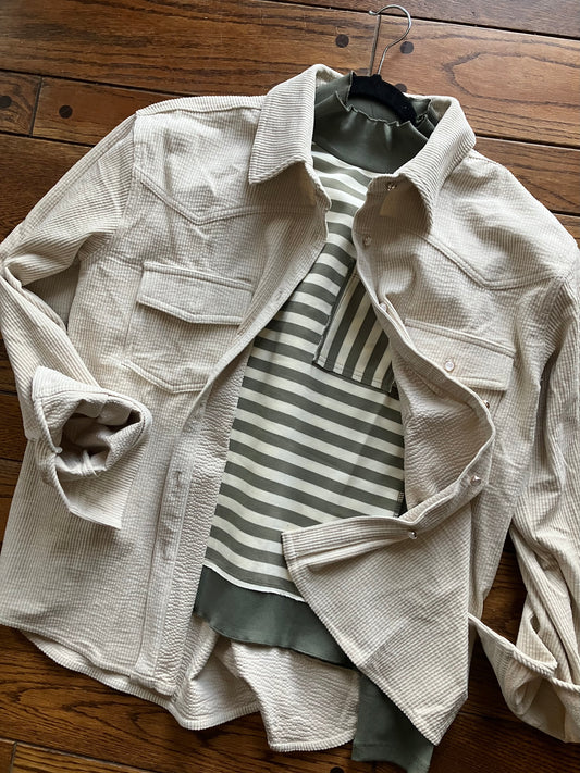 Corduroy Western Pearl Button Shirt