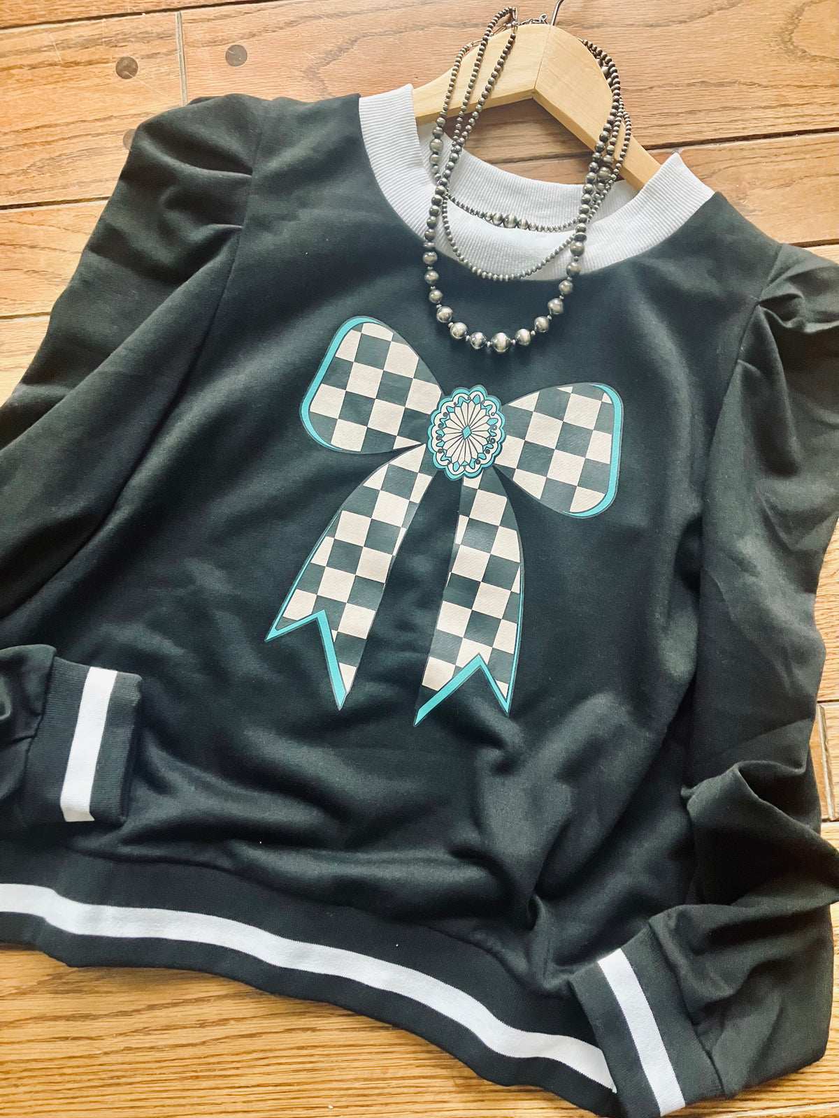 Buffalo Bow Graphic Top with Puff Sleeves