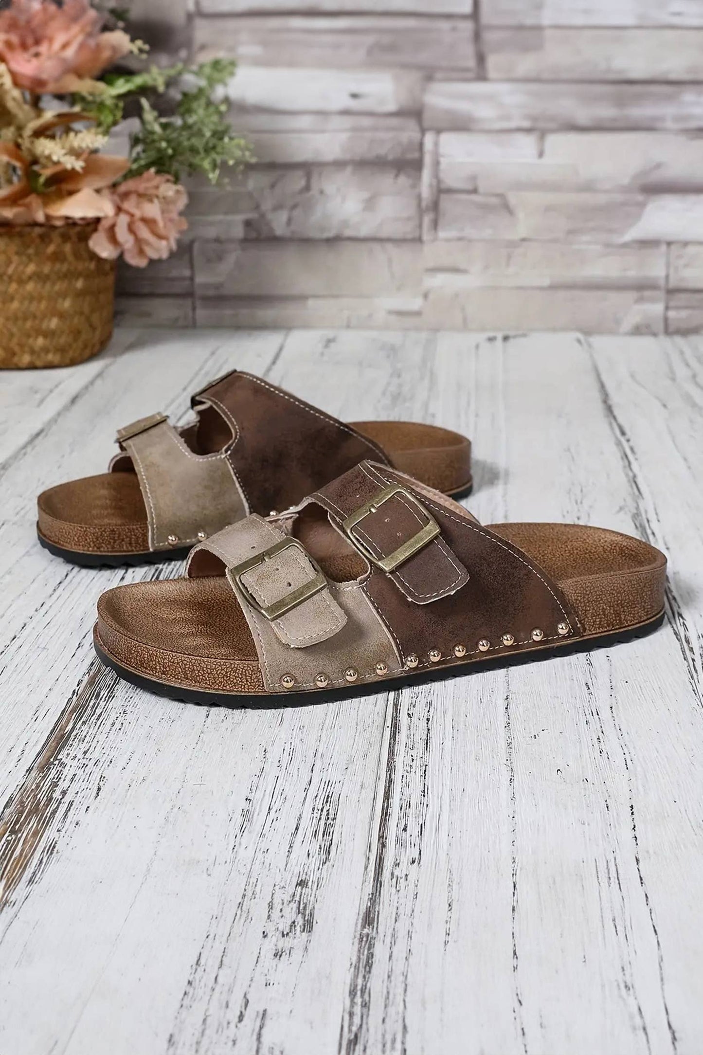 Buckle Strap Slide Sandals