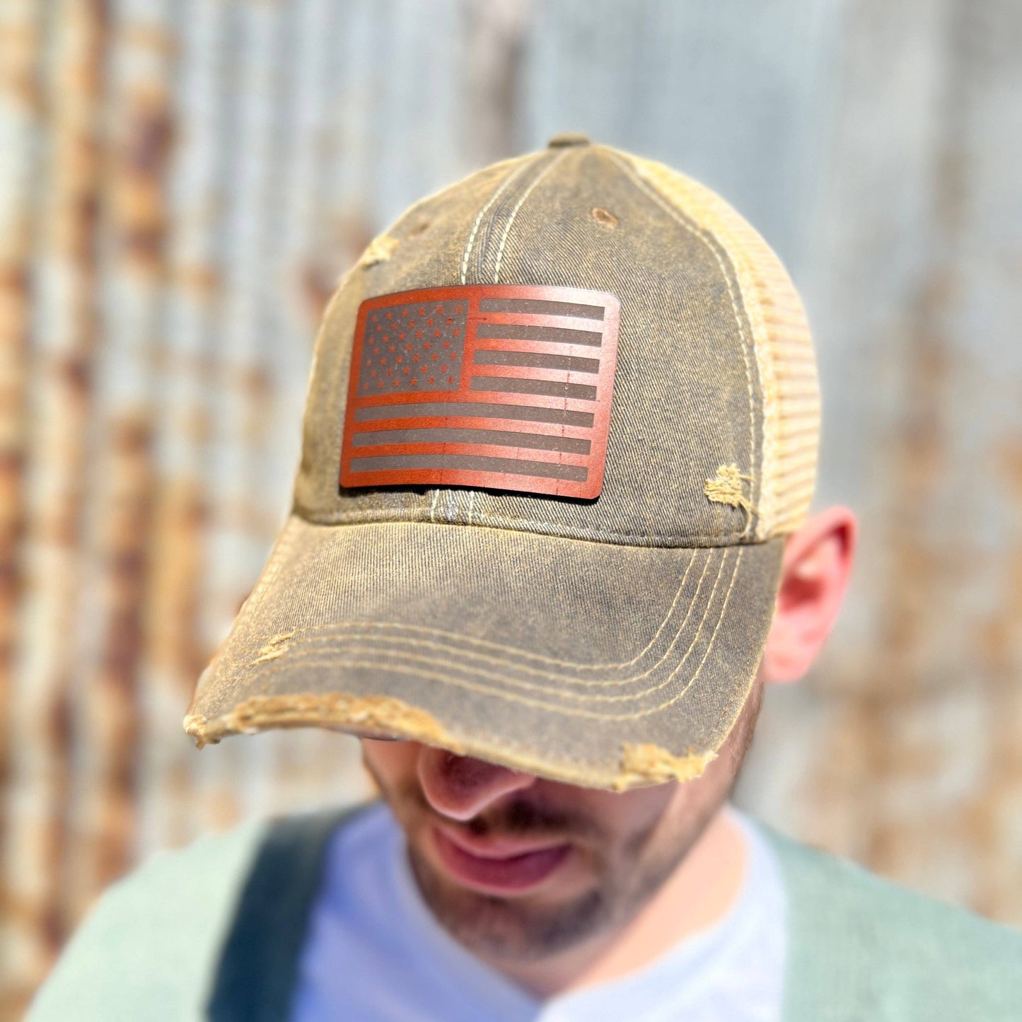 Vintage Washed Black American Flag Baseball Cap