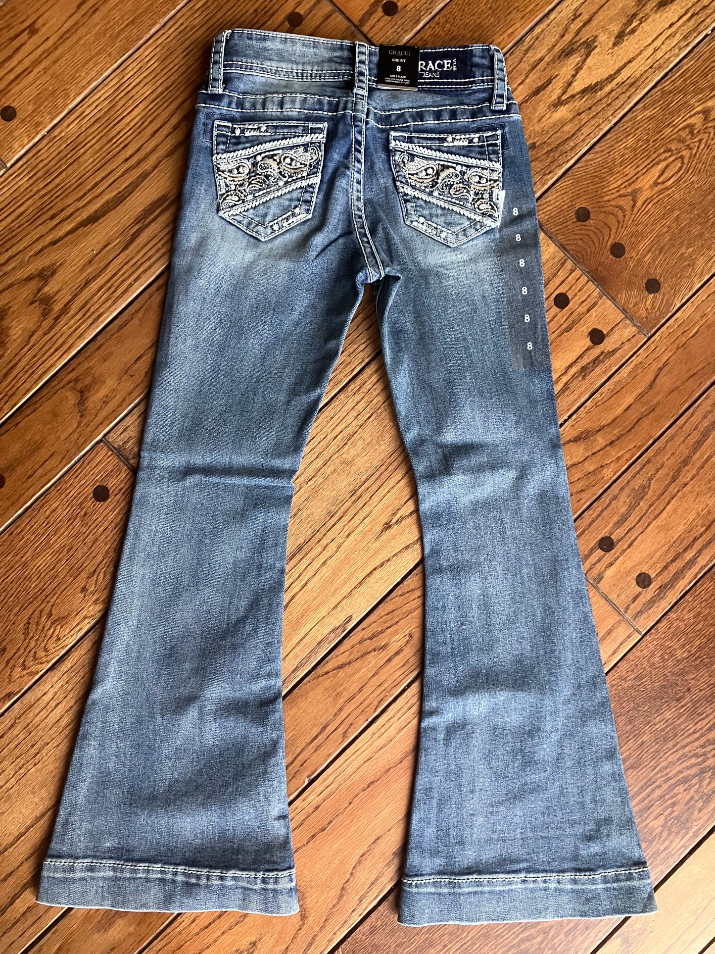 Girls Grace in LA Denim Flares with Pocket Detail