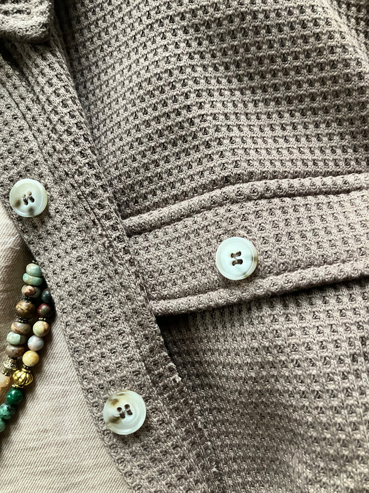 Cocoa Thermal Button-Down Shacket