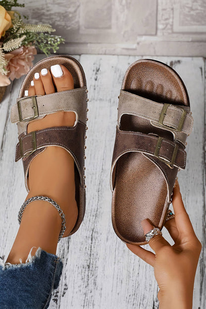 Buckle Strap Slide Sandals