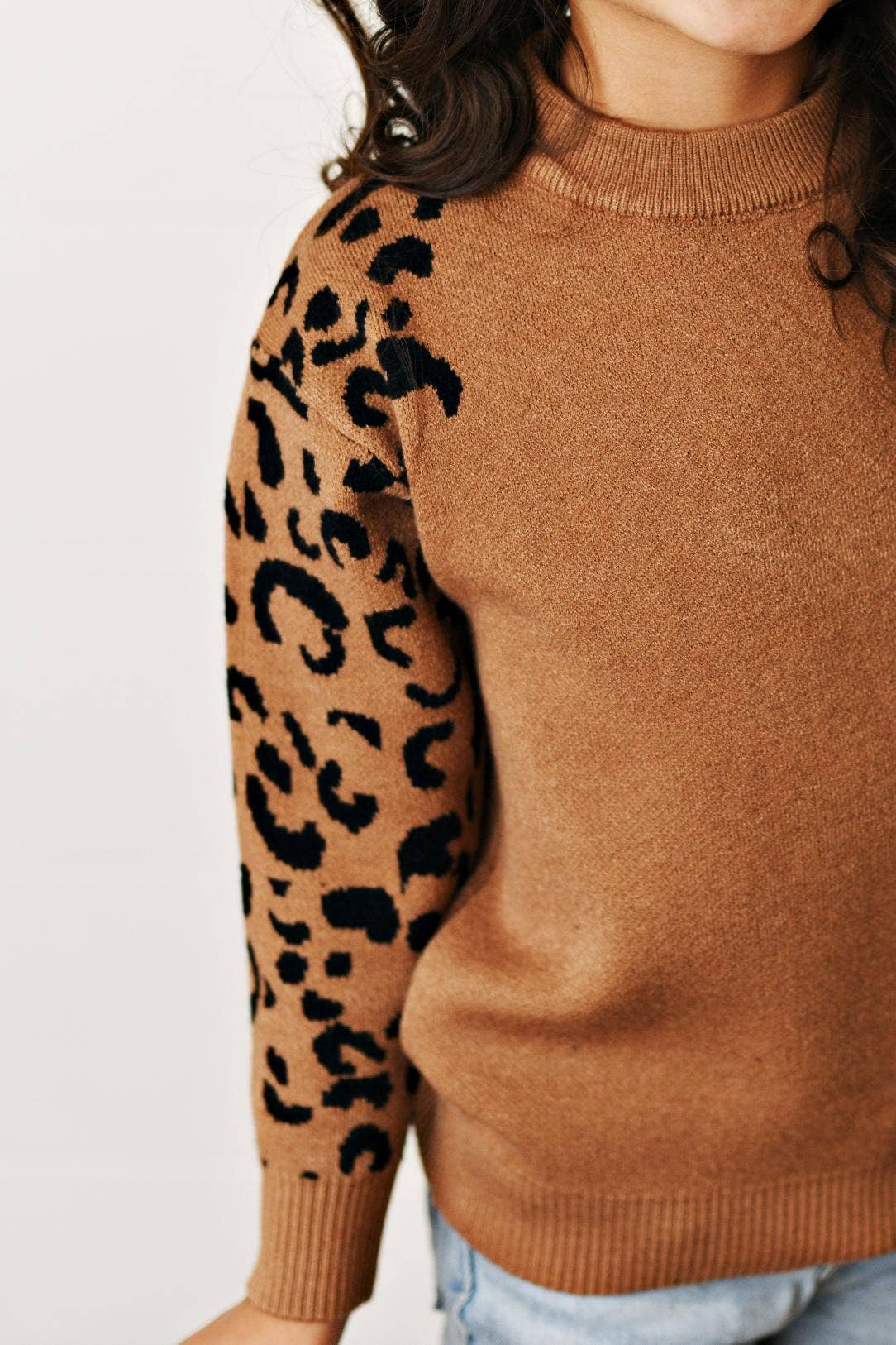 Kids Brown Leopard Print Crew Neck