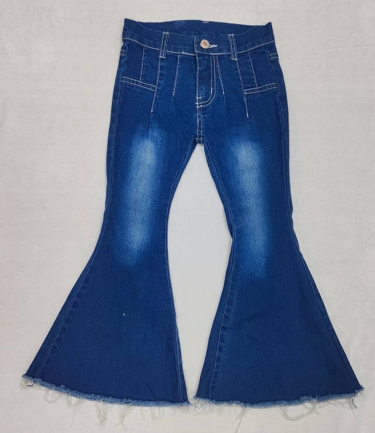 Little Girls Western Navy Bell Flare Denim