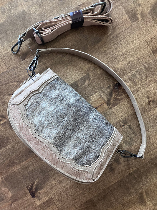Hair-on cowhide mini shoulder bag/crossbody/clutch
