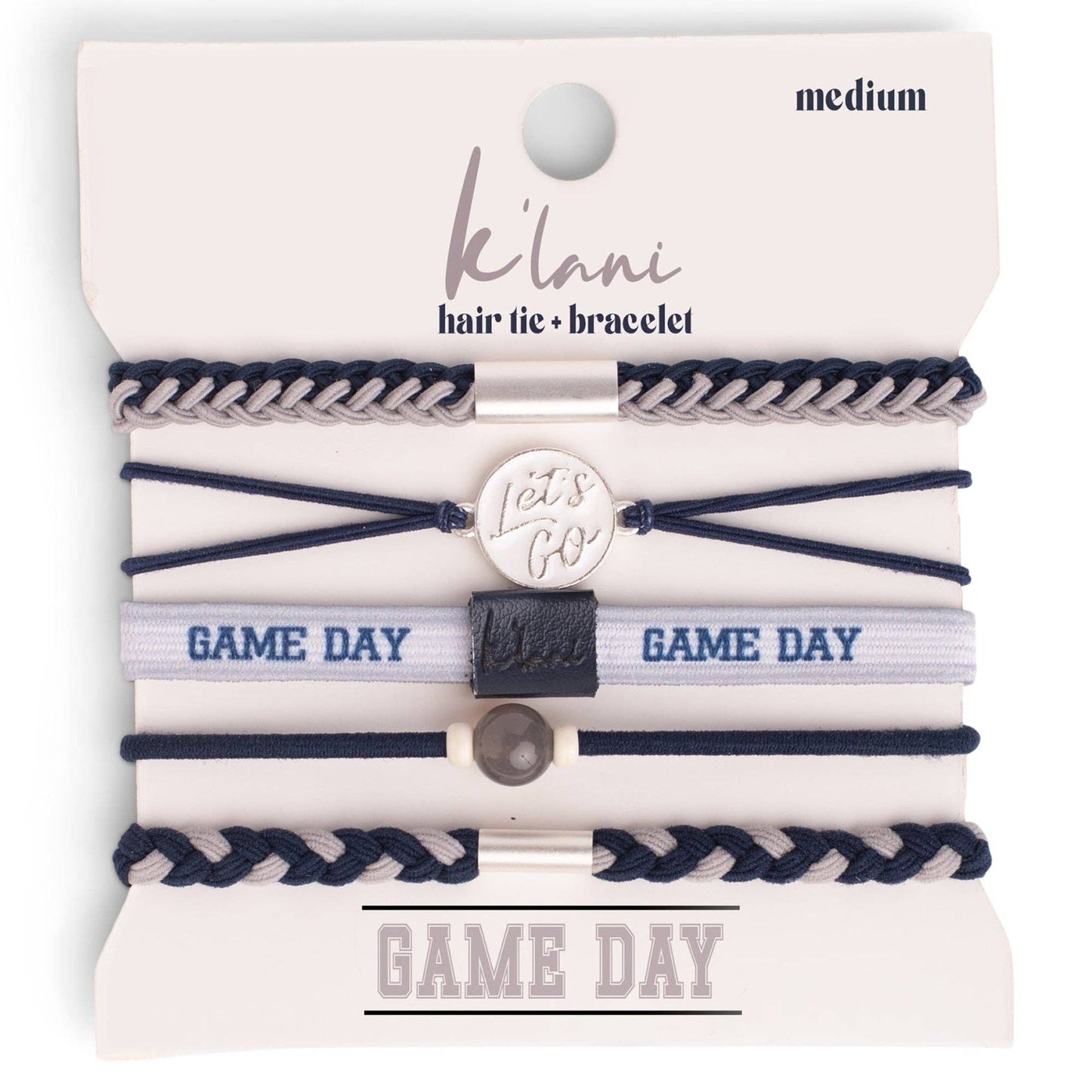 "Game Day" Navy & Gray Hair Tie Bracelets