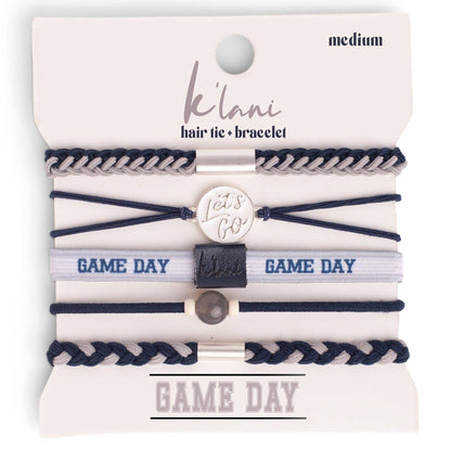 "Game Day" Navy & Gray Hair Tie Bracelets