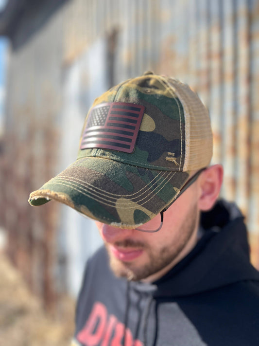 American Flag Vintage Washed Baseball Cap