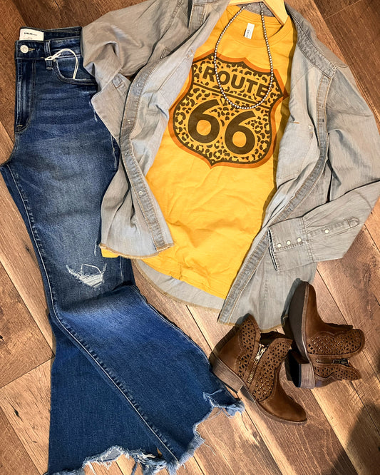 Leopard Route 66 West Graphic Tee