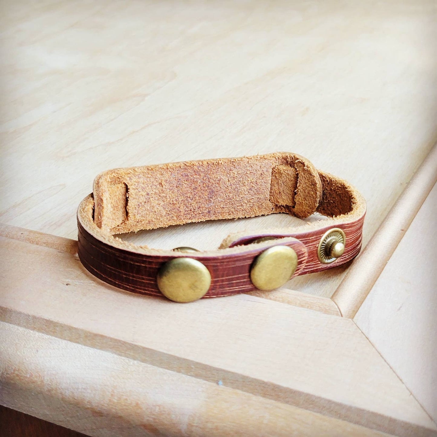 Be Strong Hand Stamped Leather Cuff