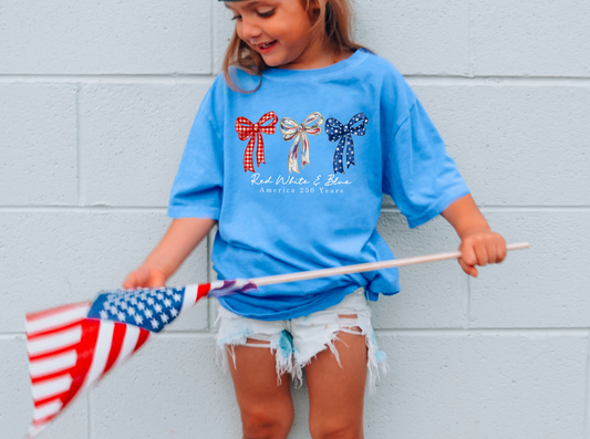 YOUTH Red White & Blue Bows Tee