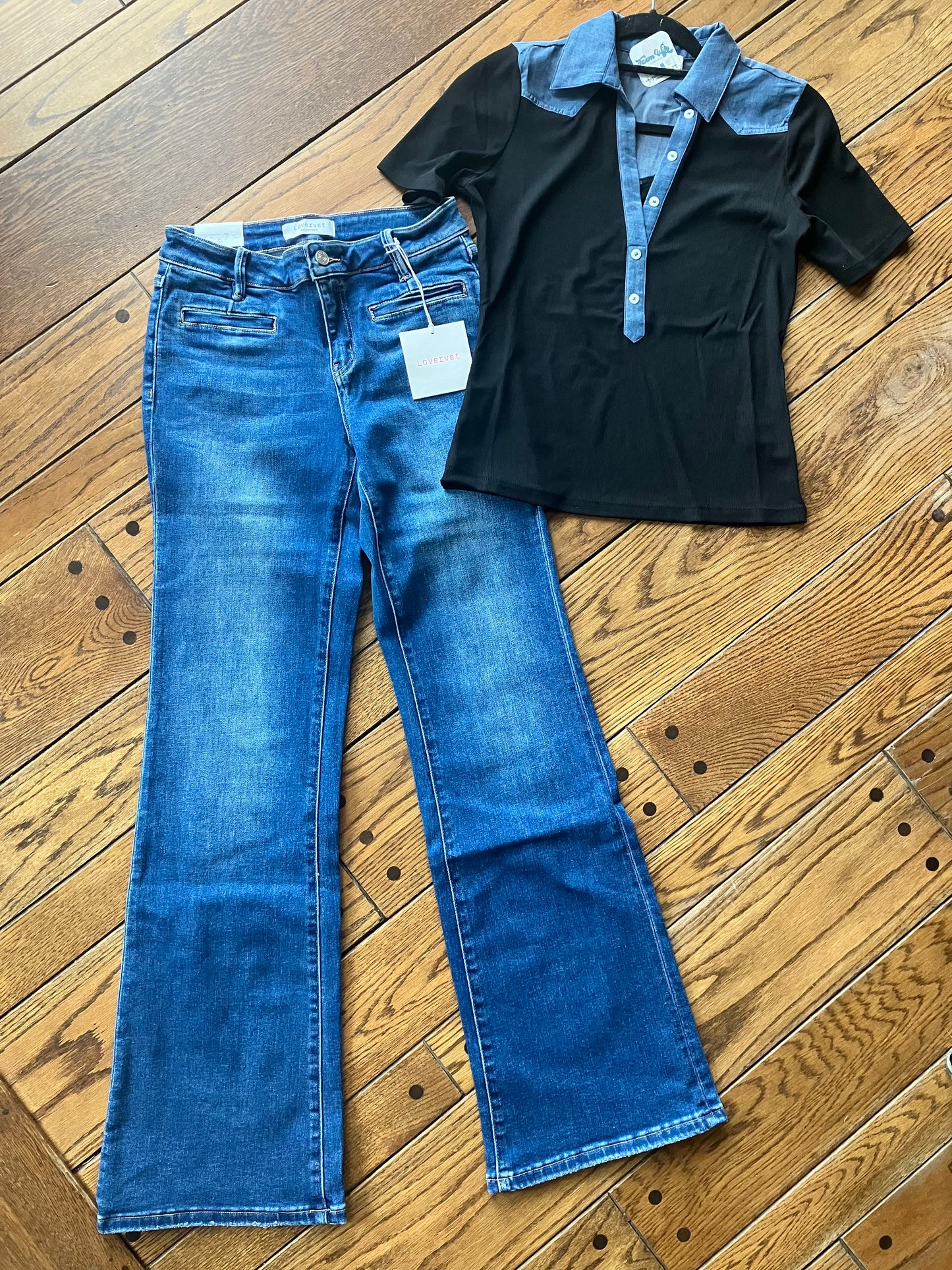 Mid Rise Easy Care Flares 34" inseam