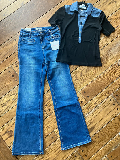 Mid Rise Easy Care Flares 34" inseam