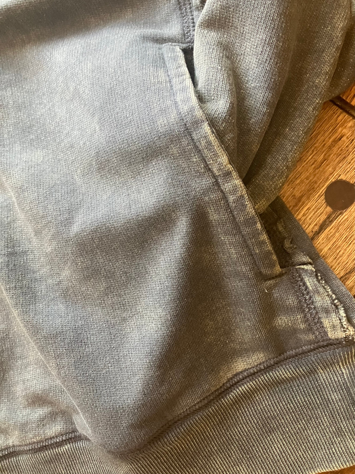 French Terry Acid Wash Raw Edge Pullover in Mocha Grey