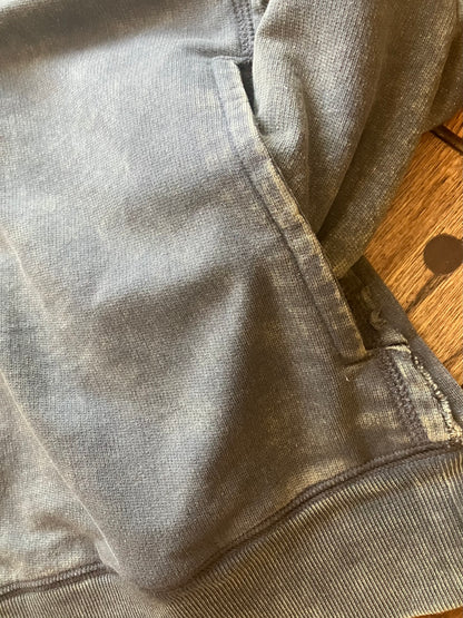 French Terry Acid Wash Raw Edge Pullover in Mocha Grey