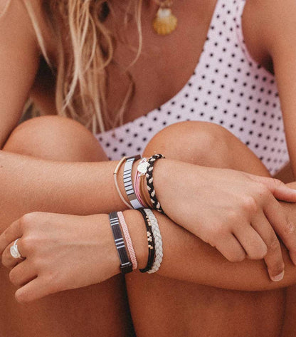 "Strength" Blacks, Greys and Whites Hair Tie Bracelets