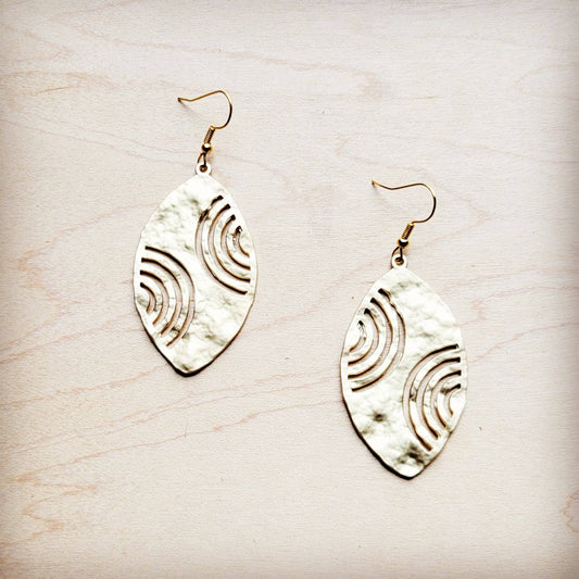 Matte Gold Oval Filigree Drop Earrings