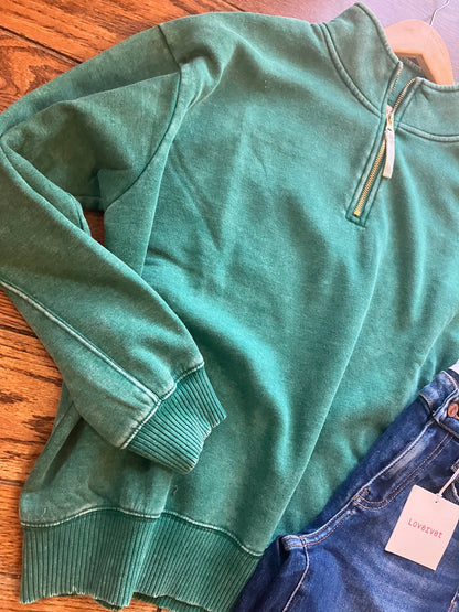 Acid Wash Fleece Half Zip Sweatshirt S-3X