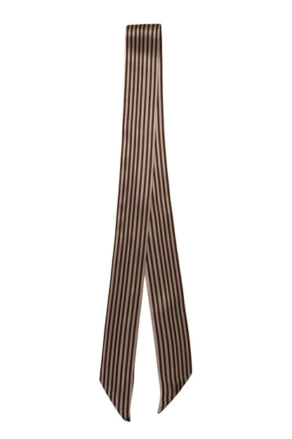 Tan Silk Twilly Scarf with Brown Rope Stripes