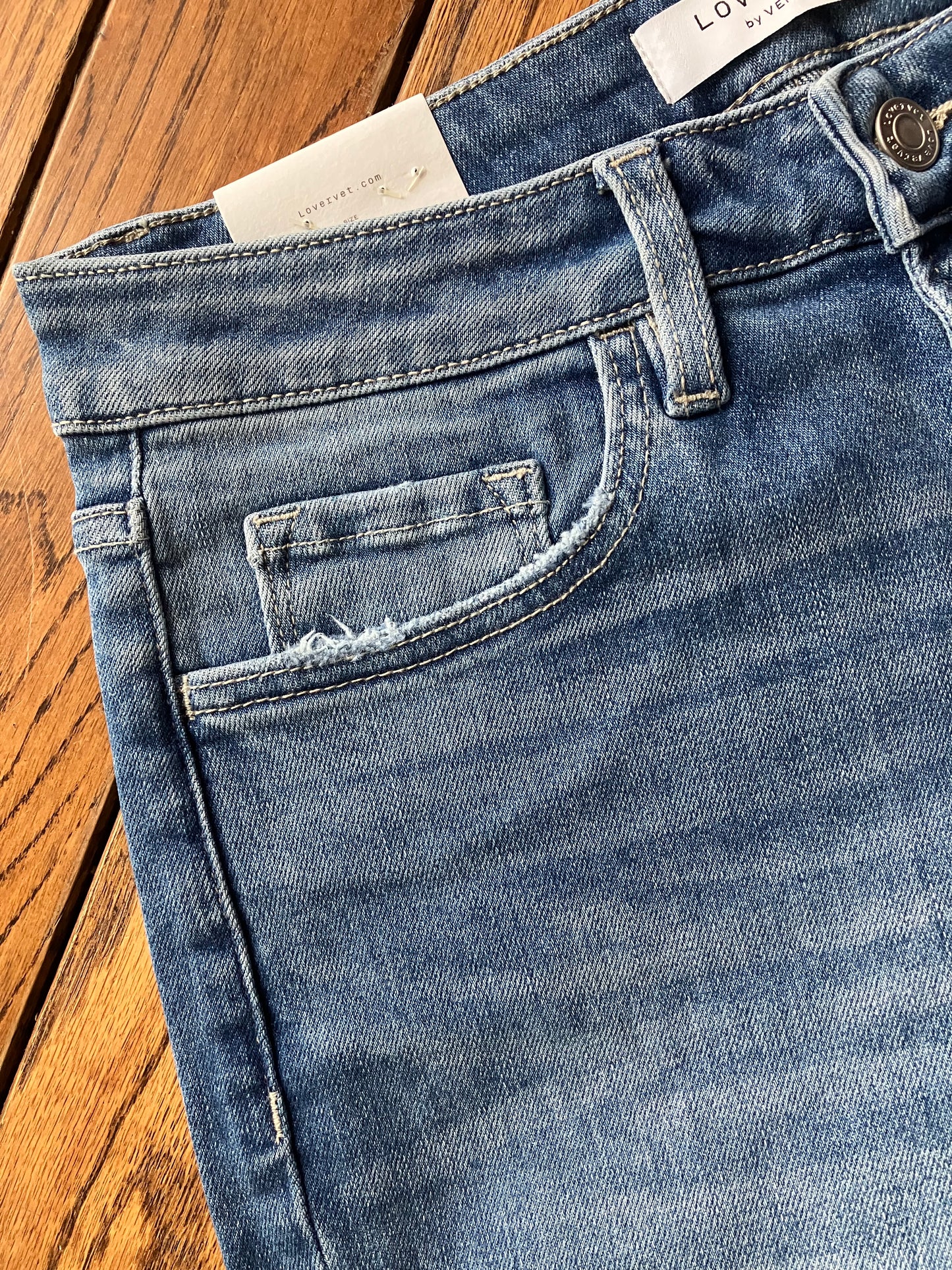 Mid Rise Double Cuffed Denim