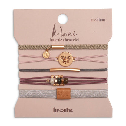 "Breathe" Lotus Flower Earthy Tones Hair Tie Bracelets