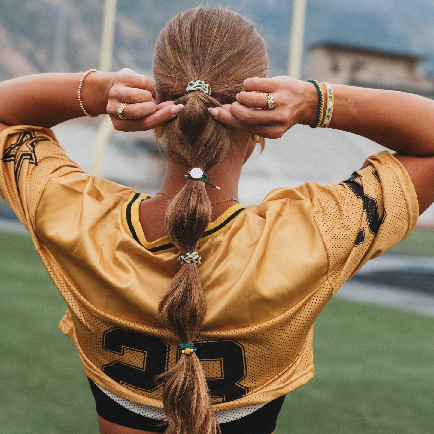 "Game Day" Green & Yellow Hair Tie Bracelets