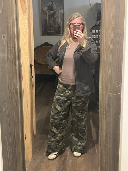 Camo Wide-Leg Pocket Pants