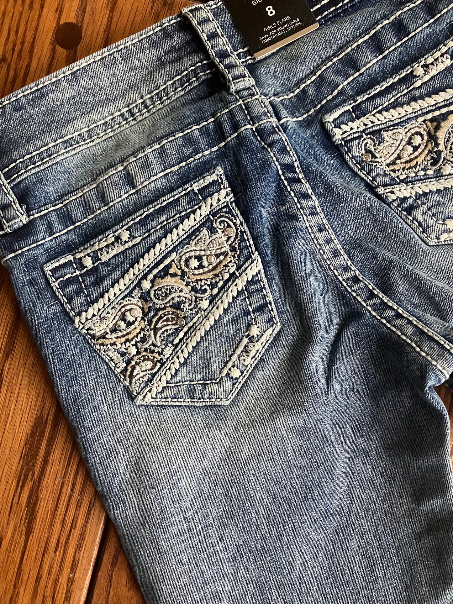 Girls Grace in LA Denim Flares with Pocket Detail
