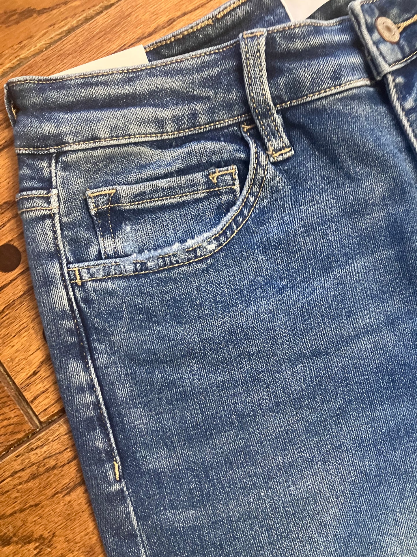 High Rise Trouser Hem Vintage Flare Jeans Inseam 33"