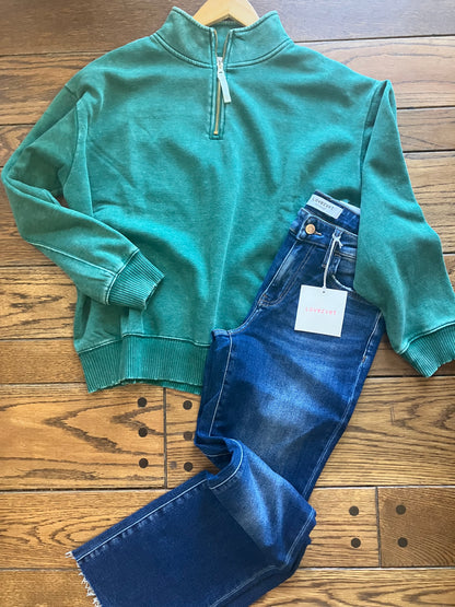 Acid Wash Fleece Half Zip Sweatshirt S-3X
