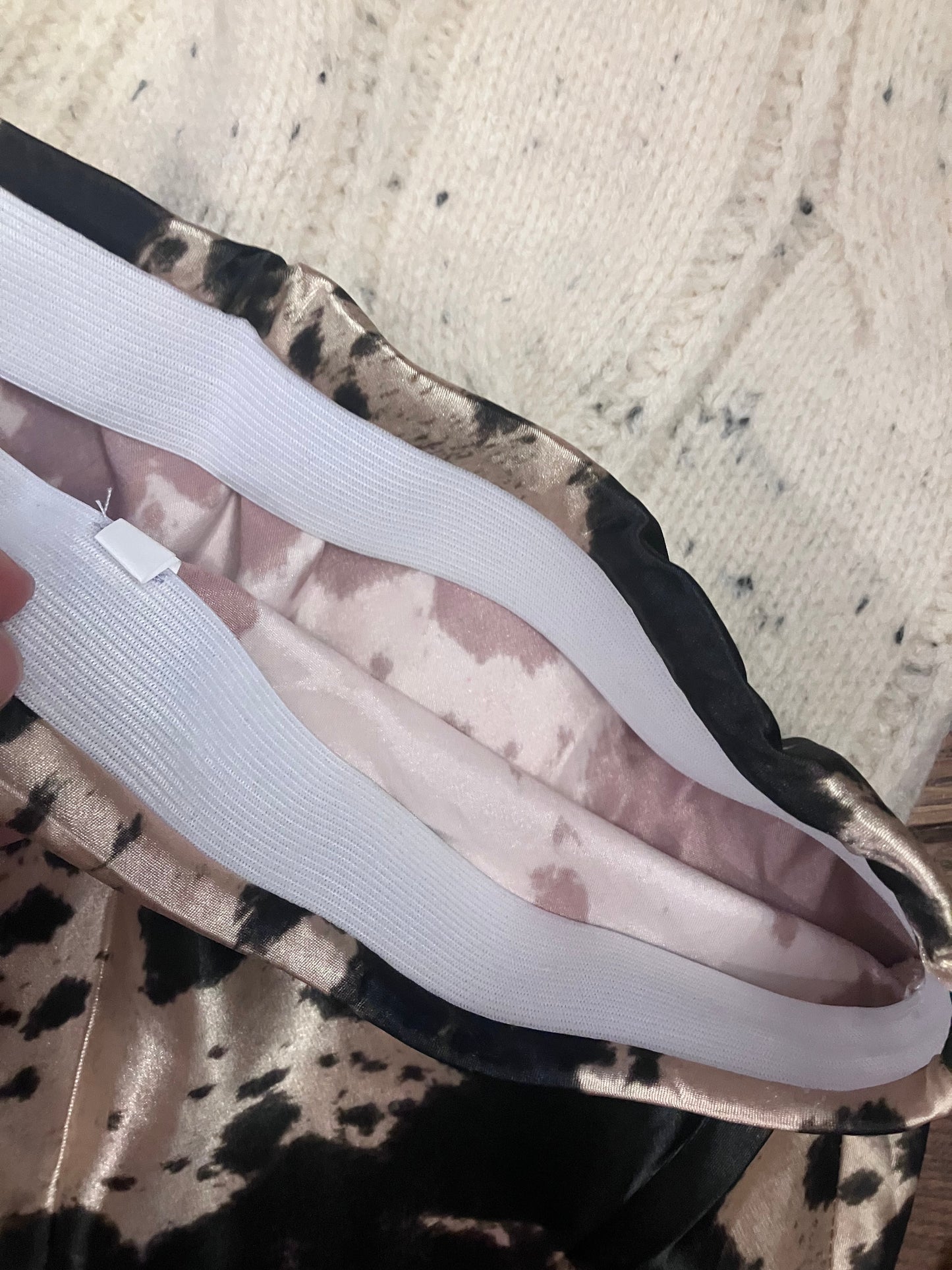 Cow print satin skirt