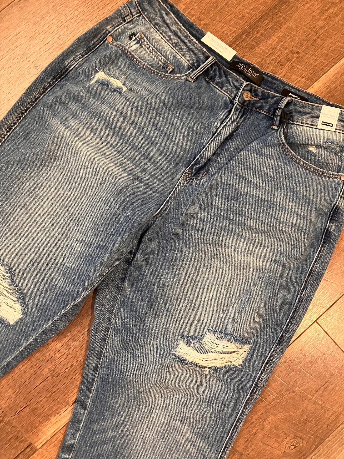 Judy Blue Rigid Magic Destroy Straight Denim Plus