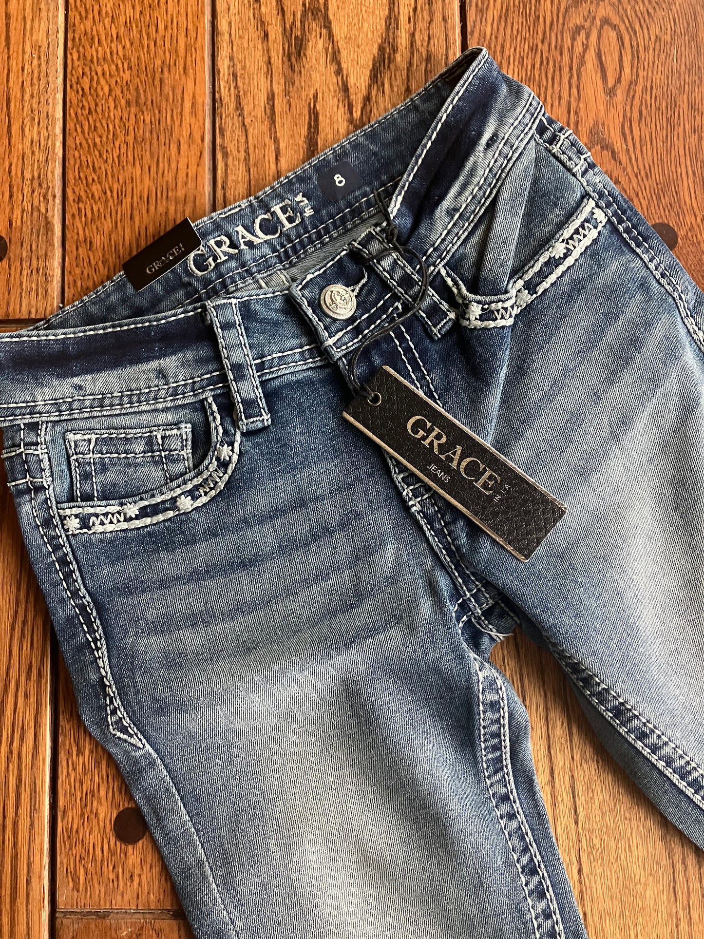 Girls Grace in LA Denim Flares with Pocket Detail