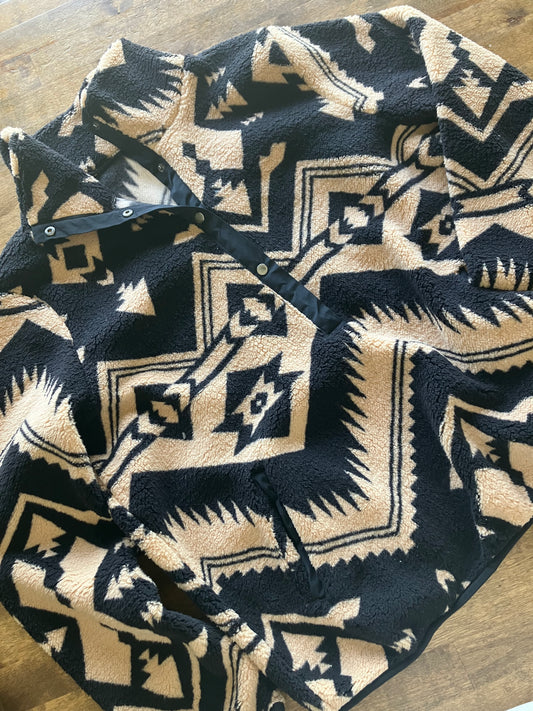 Western Geometric Fleece Quarter-Zip Pullover