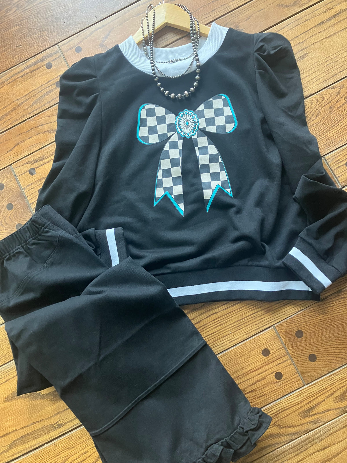 Buffalo Bow Graphic Top with Puff Sleeves